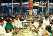 ಐತಿಹಾಸಿಕ ರಾಜರಾಜೇಶ್ವರ ದೇವಸ್ಥಾನಕ್ಕೆ ಅನಂತ್ ಅಂಬಾನಿ ಭೇಟಿ; 12 ಕೋಟಿ ರೂ ದೇಣಿಗೆ ಘೋಷಣೆ!